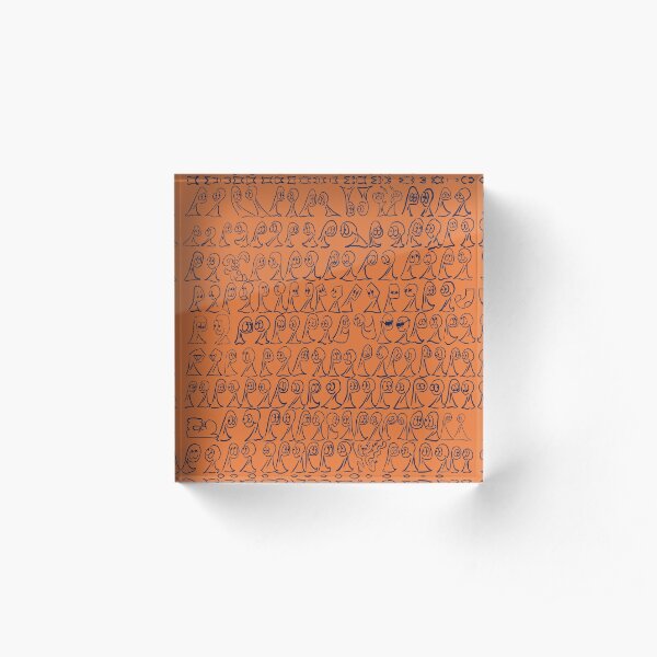 The Many Faces of the Things (brown and blue) Acrylic Block
