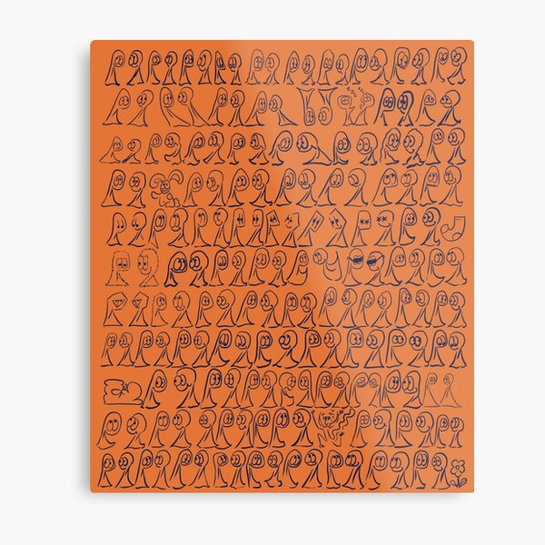 The Many Faces of the Things (brown and blue) Metal Print