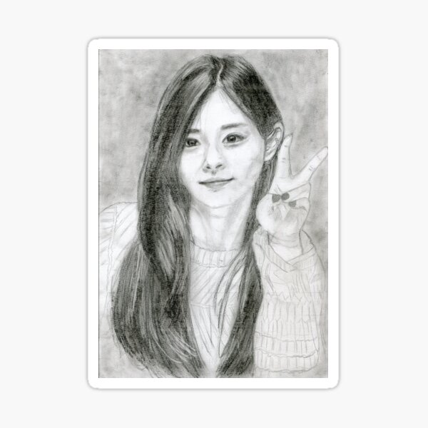 Realistic Tzuyu Drawing Art -- Tzu yu Graphite Pencil Sticker