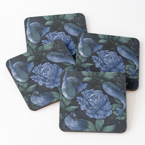 Item preview, Pattern illustration blue whale and peony’s designed and sold by Dobrix.
