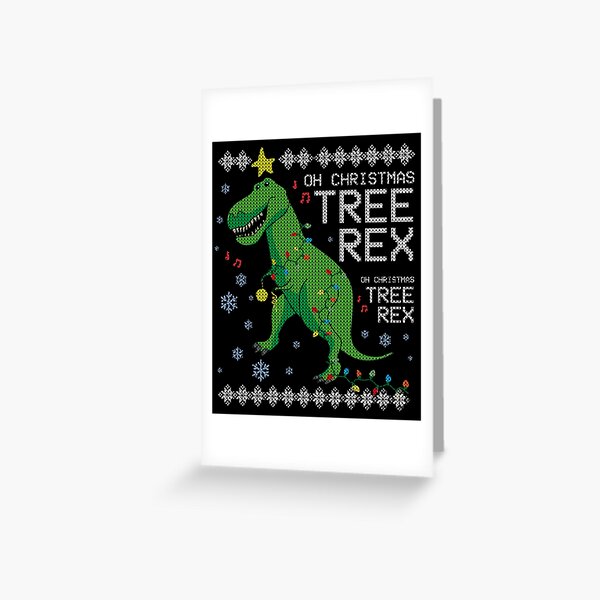 Artikel-Vorschau von Baum Rex hässlicher Weihnachtspullover Dino T-rex Lustiger Oh Weihnachtsbaum, hässlicher Pullover, Dinosaurier in Lichtern als Baum, designt und verkauft von ibeargifts.