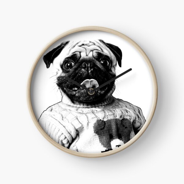 Pug in a turtle-neck sweater Clock