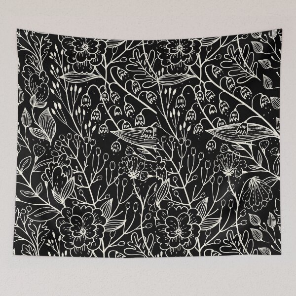 Item preview, Black and White Flowers Pattern designed and sold by MariesDesigns11.