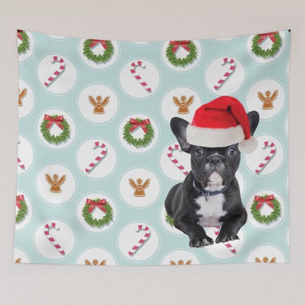 Item preview, Blue French Bulldog Christmas Candy Canes designed and sold by FunShirtDesigns.