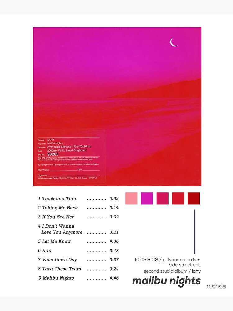 "LANY Malibu Nights Album Cover Poster" Mounted Print For Sale By Mchda ...