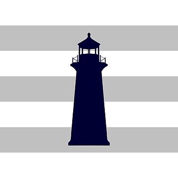 Vorschaubild zum Design Nautischer Marineblauer Leuchtturm auf silbergrauen Streifen von rewstudio