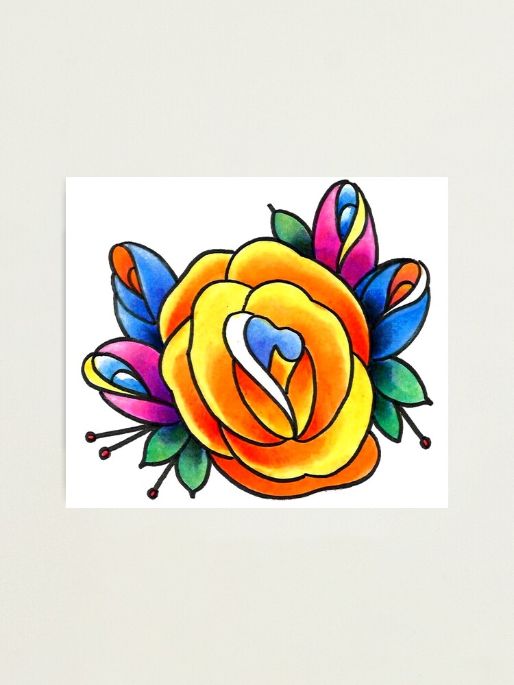 Buy Neotraditional Rose Jewel Watercolor Tattoo Flash Wall Art Online in  India - Etsy