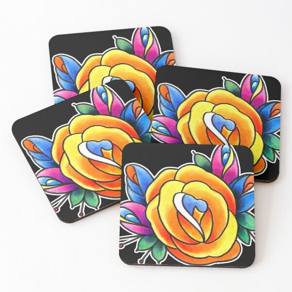 Artikelvorschau, Aquarell Tattoo Flash inspirierte Rosen entworfen und verkauft von Greg Donchatz.