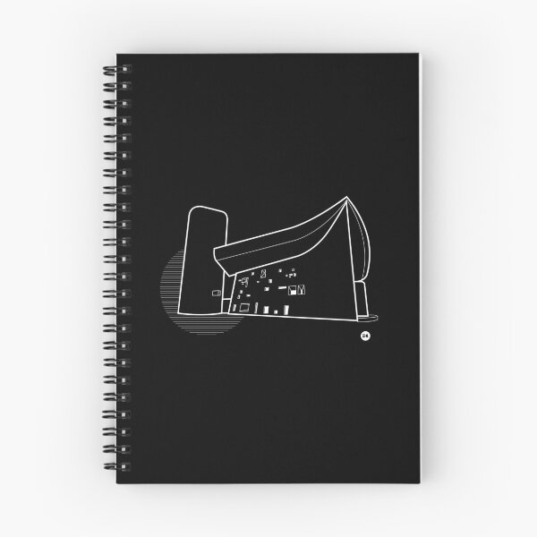 Artikelvorschau, Le Corbusier | Notre-Dame du Haut Grafische Strichzeichnung | Schwarz-Weiss entworfen und verkauft von Emma Coast.