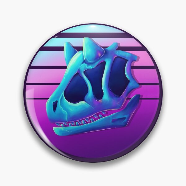 Item preview, Synthwave Carnotaurus Skull, aesthetic vaporwave dinosaur  designed and sold by NightStarDesign.