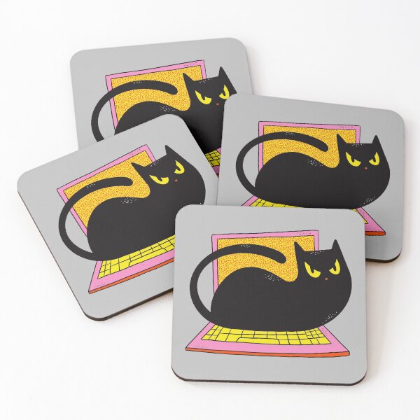 Item preview, Black Cat on Laptop designed and sold by Cute and Funny Animal Art Designs.