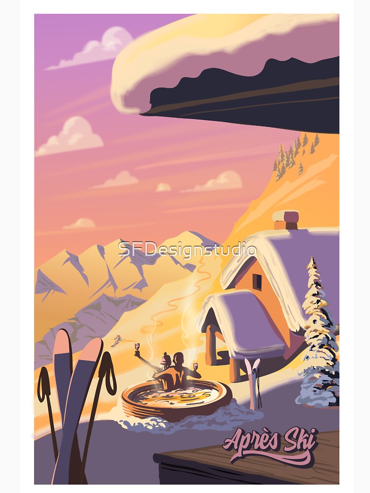 Thumbnail 3 of 3, Baseball ¾ Sleeve T-Shirt, Apres Ski Retro Winter Poster Art designed and sold by SFDesignstudio.