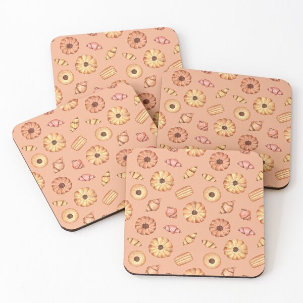 Item preview, Cookies and mini croissants pattern (on light brown) designed and sold by Flowersforbear.