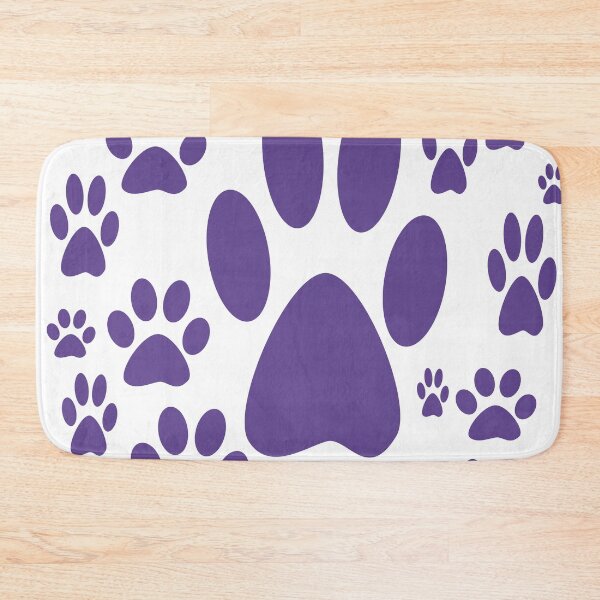Item preview,  COLOR OF THE YEAR 2018 ULTRA VIOLET- PAW PRINTS WALKING ALL OVER PATTERN IN DIFFERENT SIZE ANIMAL FEET designed and sold by ozcushions.