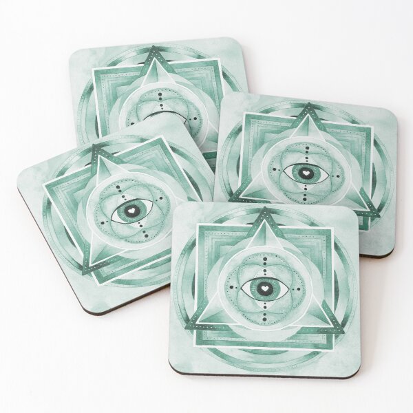 Item preview, Watercolor Sacred Geometry Eye Pyramid . GREEN . designed and sold by maruwatercolor.