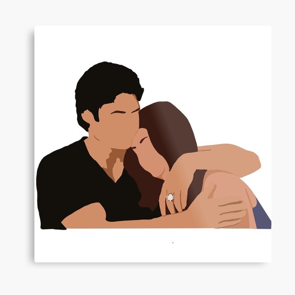 Elena and Damon Metal Print