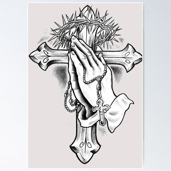Praying Hands Tattoo Posters for Sale | Redbubble
