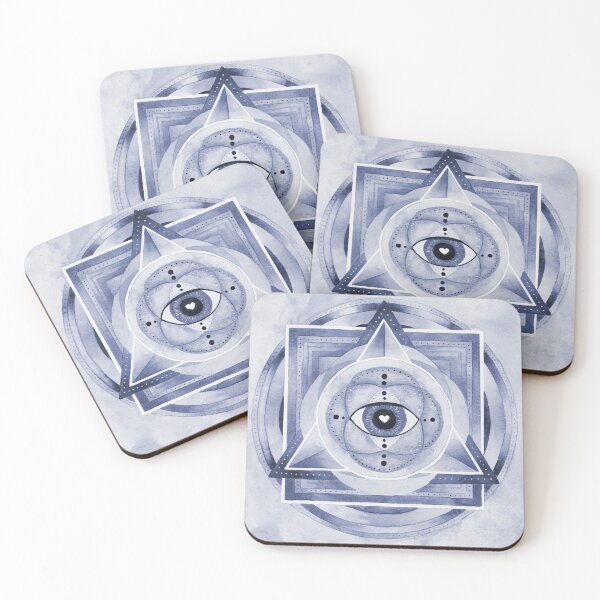 Item preview, Watercolor Sacred Geometry Eye Pyramid . Blue . designed and sold by maruwatercolor.