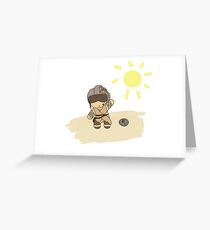 rey with helmet on jakku Greeting Card