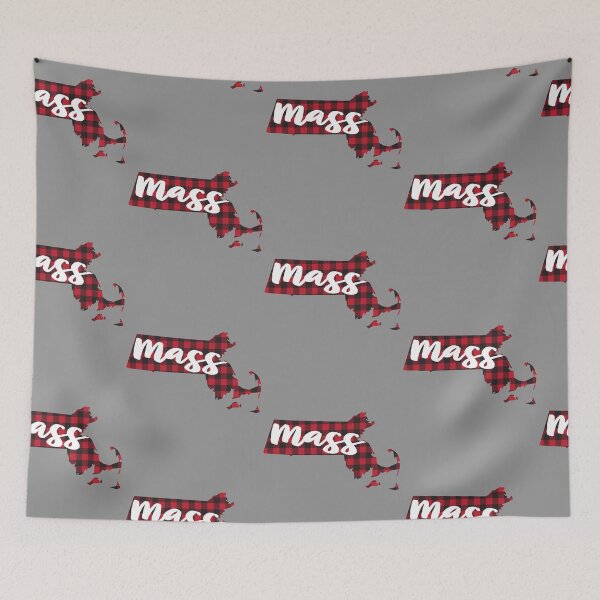 Aperçu de l'œuvre Massachusetts Buffalo Plaid Souvenir rouge et noir État de la carte contour créée et vendue par kiwi91.