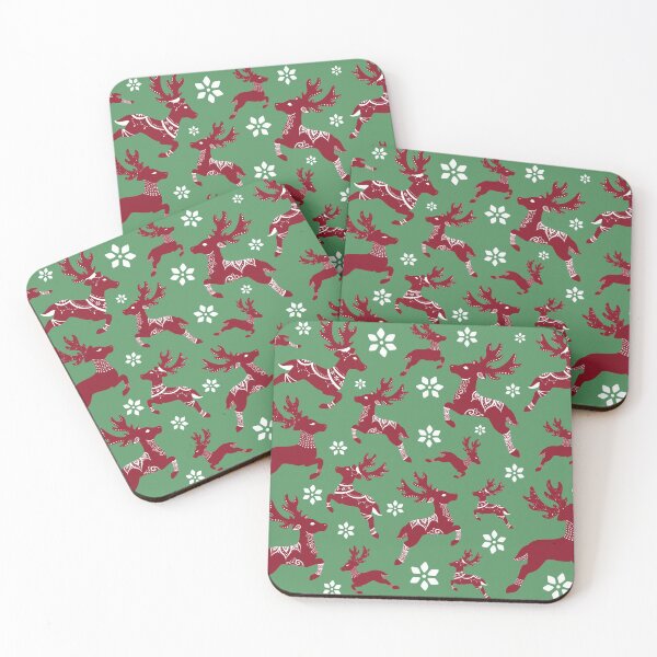 Item preview, Dark Green Christmas Reindeer Pattern designed and sold by Lady-Lilac.