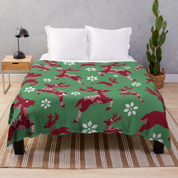 Item preview, Dark Green Christmas Reindeer Pattern designed and sold by Lady-Lilac.
