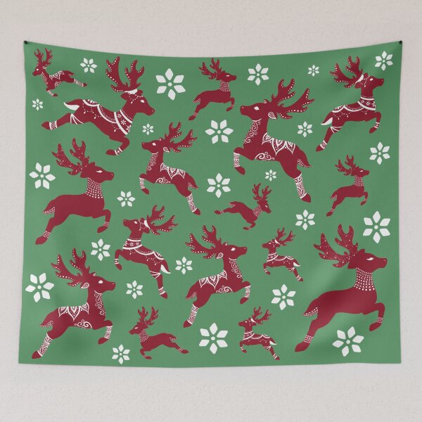 Item preview, Dark Green Christmas Reindeer Pattern designed and sold by Lady-Lilac.