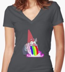 Gravity Falls- Barfing Gnome Women's Fitted V-Neck T-Shirt