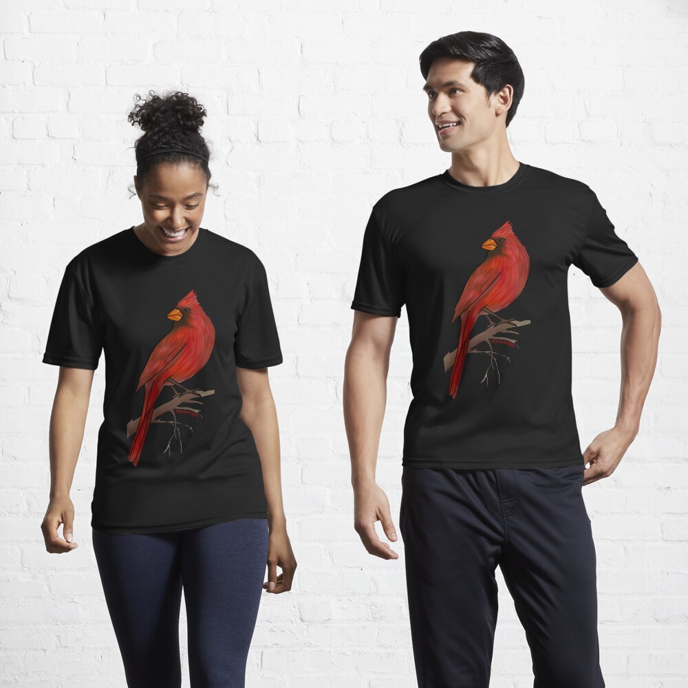 Women's V-Neck Bird Shirt Winter Birds T Shirt Cardinal Blue Jay