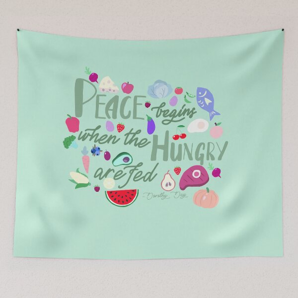 Item preview, DONATE Peace Begins When the Hungry are Fed Quote - Pastel designed and sold by Emily Boynton.