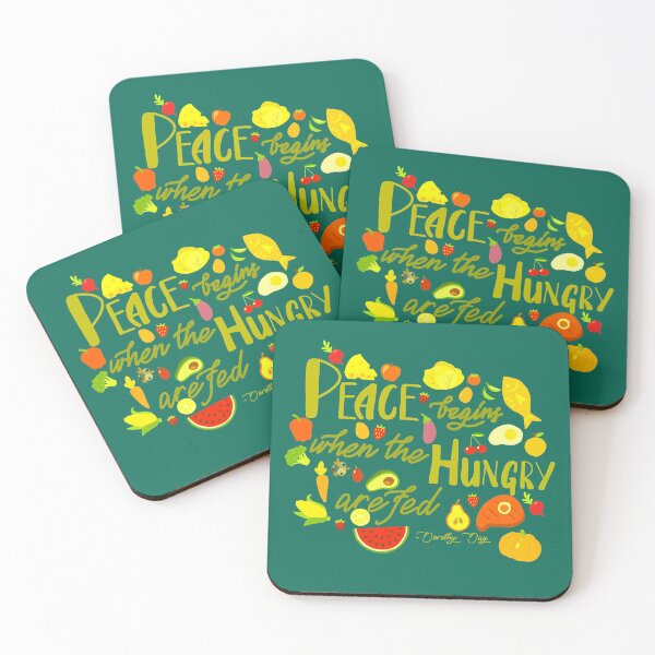 Item preview, DONATE Peace Begins When the Hungry are Fed Quote - Yellow/Green designed and sold by Emily Boynton.