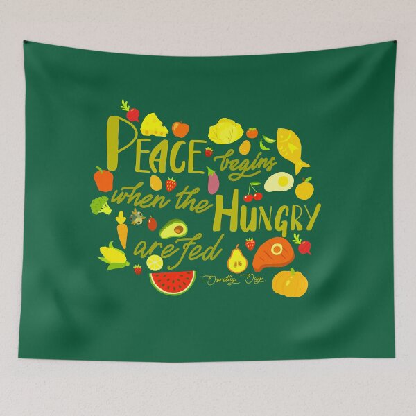 Item preview, DONATE Peace Begins When the Hungry are Fed Quote - Yellow/Green designed and sold by Emily Boynton.