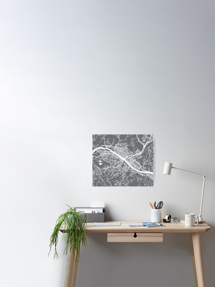 Charleston Wv Map Grey Poster By Cartocreative Redbubble