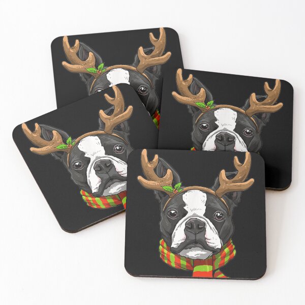Item preview, Boston Terrier Christmas Reindeer Antlers Dog Xmas designed and sold by EmilyPippin.