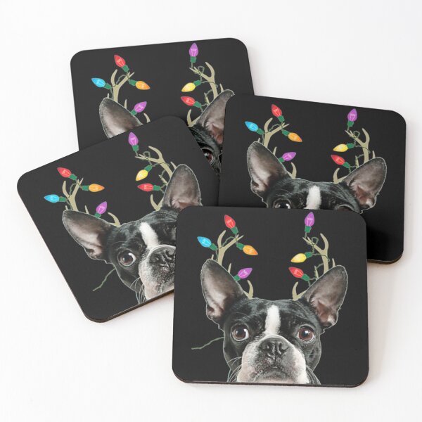 Item preview, Boston Terrier Reindeer Christmas Dog designed and sold by EmilyPippin.