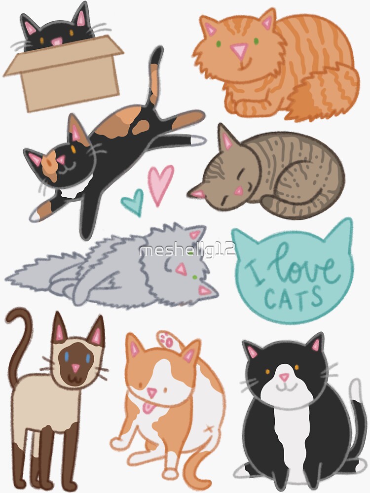 Cat Stickers Sticker for Sale by meshellg12