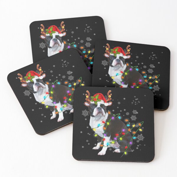 Item preview, Boston Terrier Reindeer Light Christmas designed and sold by EmilyPippin.