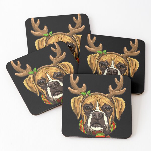 Item preview, Boxer Christmas Reindeer Antlers Dog Xmas designed and sold by EmilyPippin.