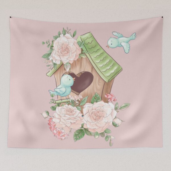 Item preview, Watercolor Birdhouse with Roses designed and sold by dplachkinova.