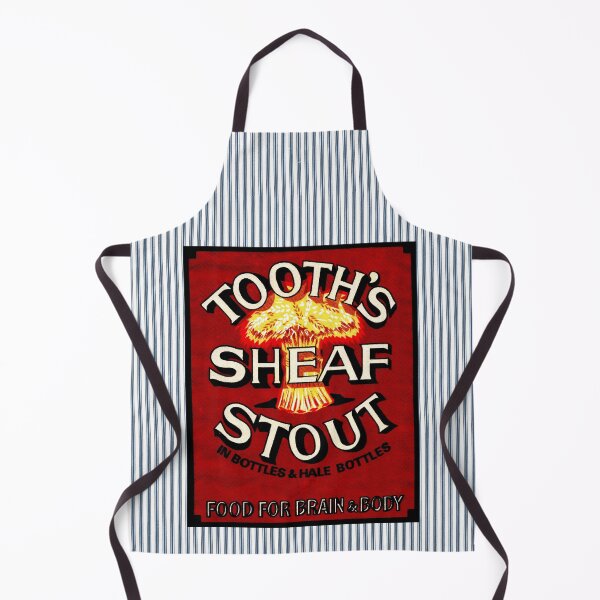 Item preview, Aussie Vintage Style Beer Apron with Old fashioned Butcher stripe background designed and sold by Kathie Nichols.