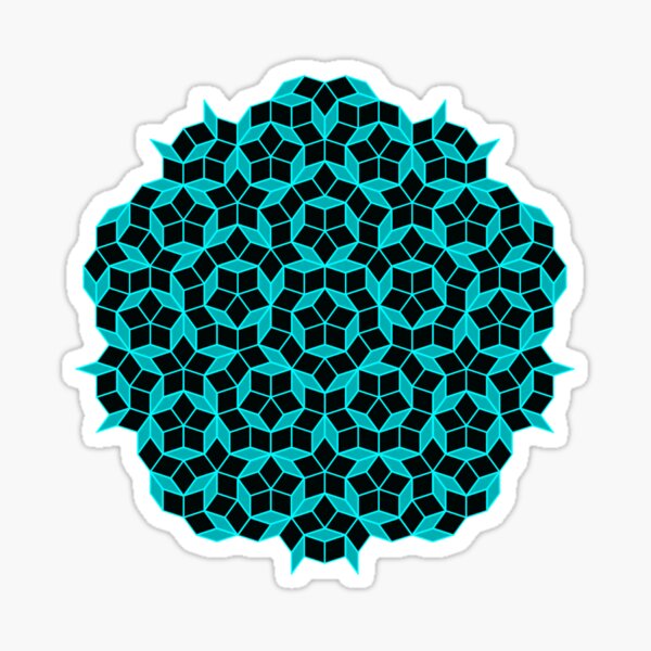 Aperiodic tiling - Black and Aqua Sticker