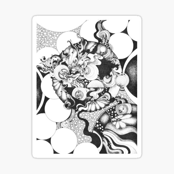 Moonlight Reflections – Surreal Pointillism Drawing with Flowing Shapes Sticker