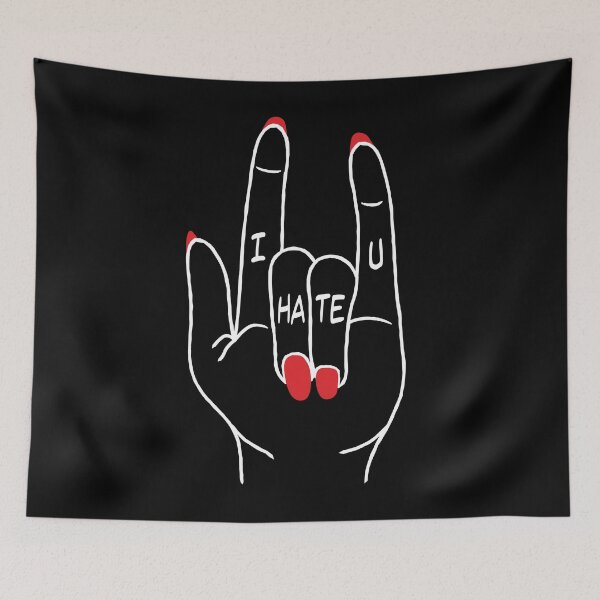 Item preview, Feminist Heavy Metal Devil Horns Hand I Hate You Tattoo designed and sold by GrandeDuc.