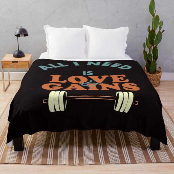 Item preview, All I Need Is Love & Gains - Funny Workout Equipment and Text Effects Memes Gift Trend Idea designed and sold by leo121687.
