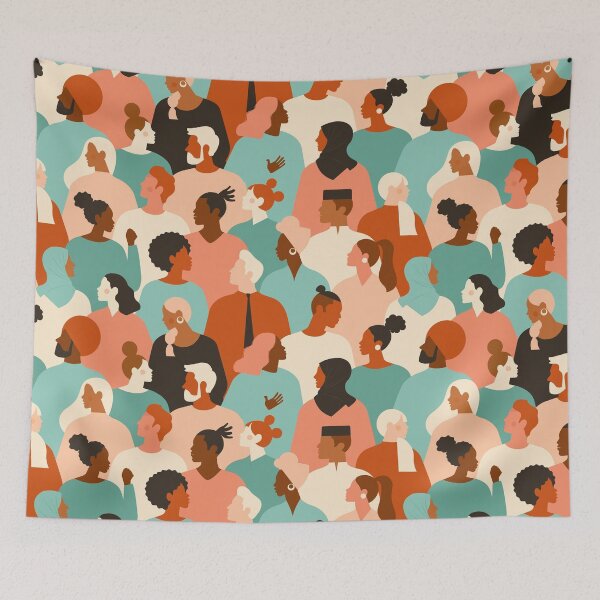 Item preview, Multi-ethnic crowd of people in trendy hipster clothes designed and sold by AngelinaBambina.