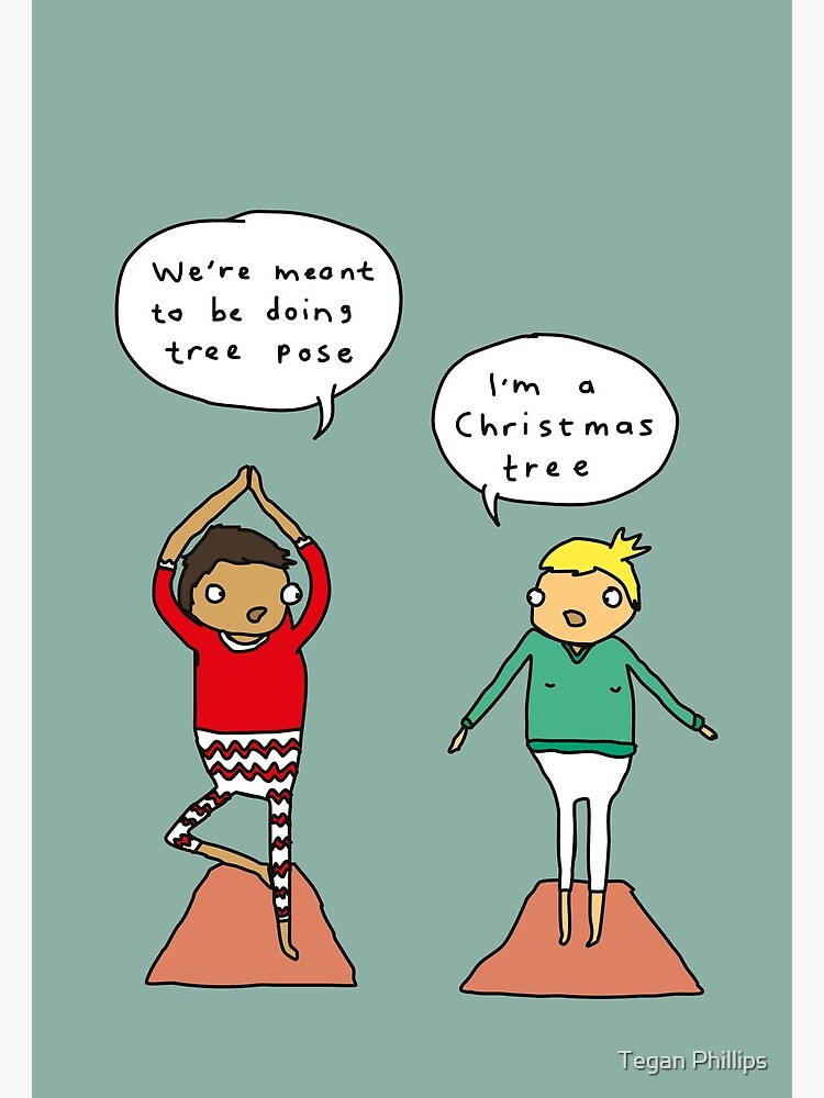 Thumbnail 2 of 2, Greeting Card, "Christmas Tree Pose" funny yoga Christmas card designed and sold by teganphillips.