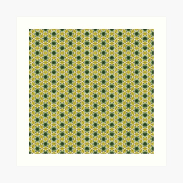 Retro Tropical Leaf Pattern 219 Art Print