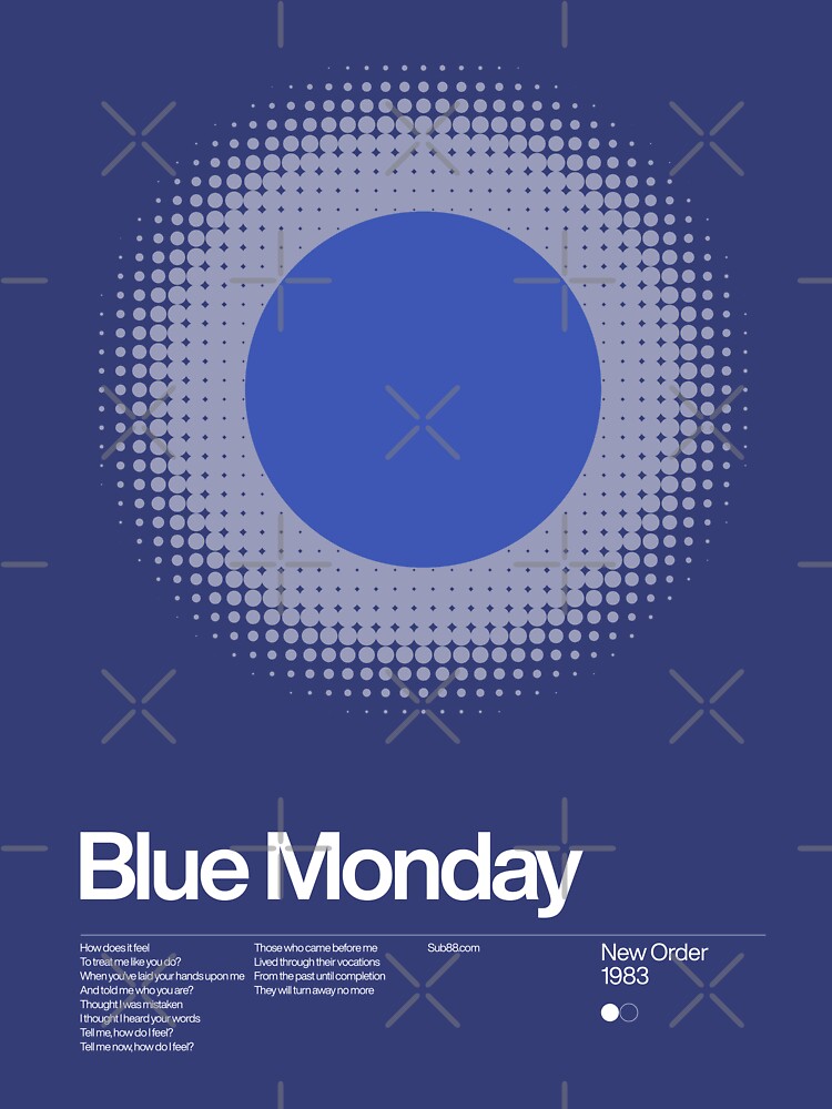 New Order - Blue Monday 1983 - New Wave song Minimalistic Swiss Graphic Design by sub88