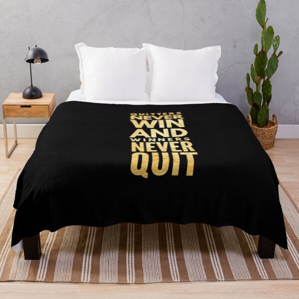 Item preview, Quitters never win and winners never quit (gold text) designed and sold by Fit & Fun Gallery.