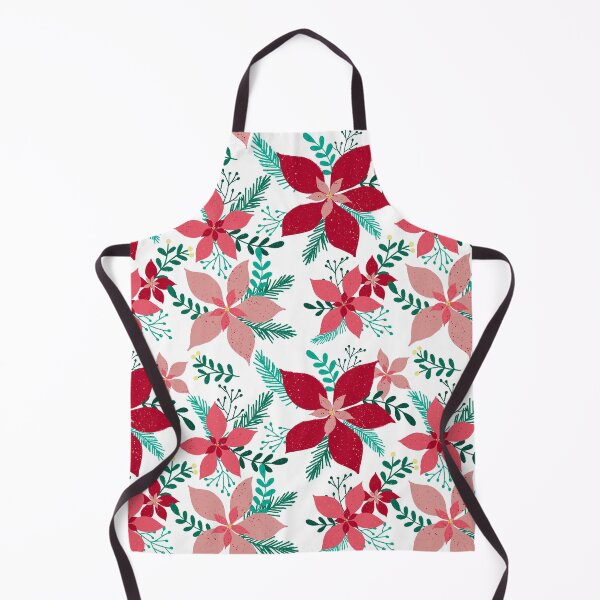 Poinsettia Christmas Floral Pattern Apron